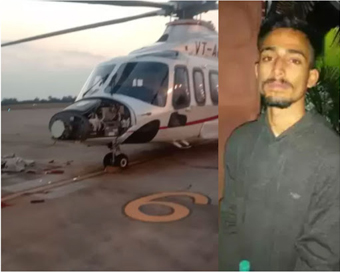 Unsound youth damages helicopter